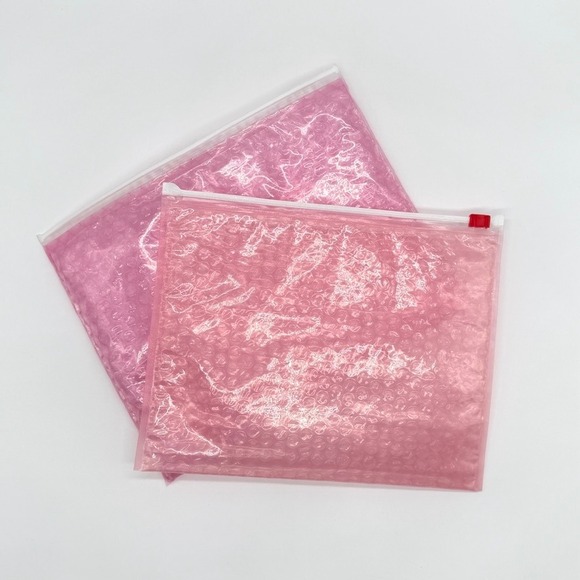 GLOSSIER Pink Bubble Pouch Sticker Makeup Bags Zipper Travel Cosmetic Organizer - Picture 7 of 13